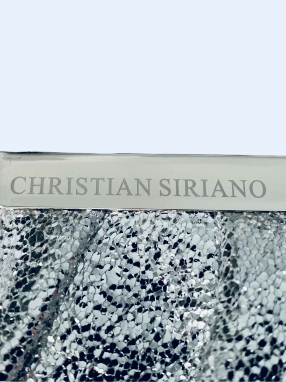 Rare Christian Siriano Metallic Silver Ruffle Clutch
